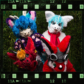 Eurofurence 2015 fursuit photoshoot. Preview picture of Kerubia, Rakurim, Murrpy, …